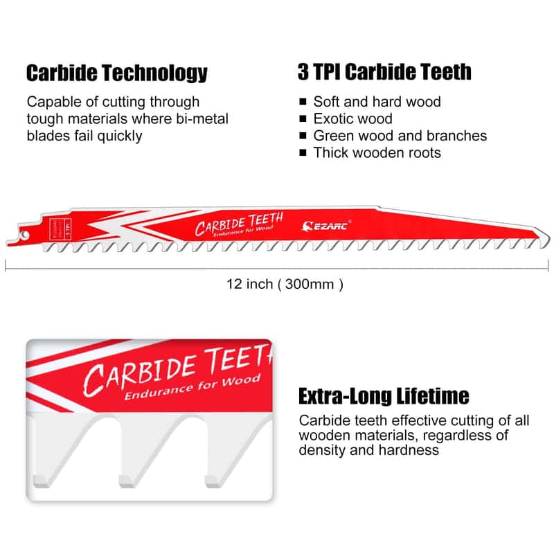 EZARC 12" 3 TPI Carbide Reciprocating Saw Blade