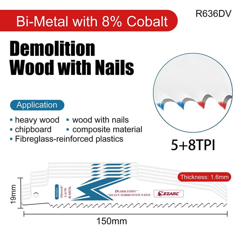 EZARC 9" 5/8 TPI Bi-Metal Reciprocating Saw Blade